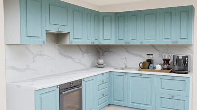 Кухня угловая Роялвуд голубой 5019 Прямоугольник